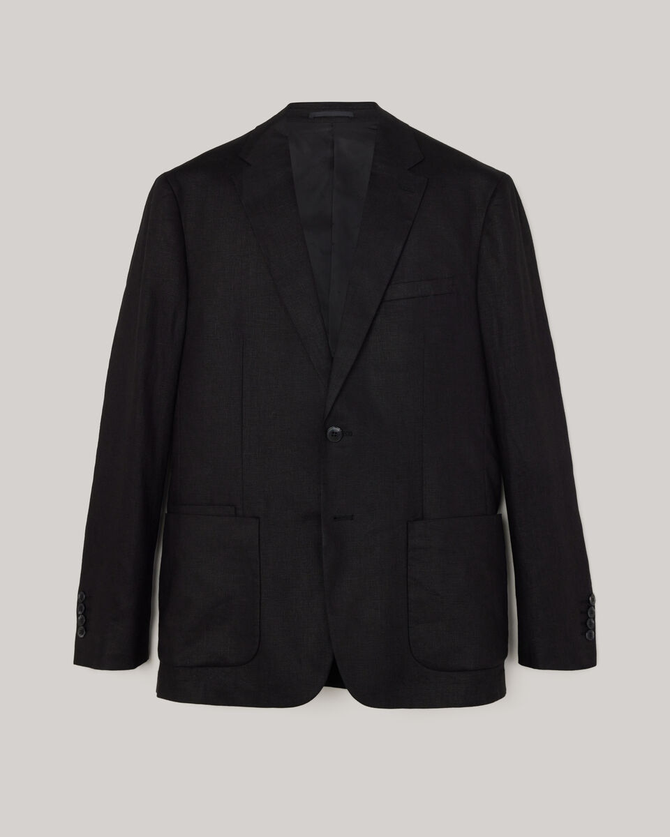 Soft Tailored Linen Jacket, Black, hi-res